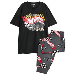 Hot Wheels Mens The Original Long Leg Short-Sleeved Pajama Set / Black/Gray